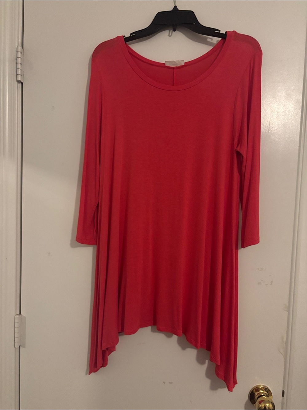 Flowy Coral Swing Tunic with Scoop Neck